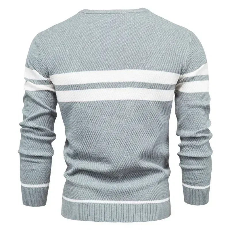 Color: Beige, Size: XL - Embroidered LONSDALE Mens Boys Winter Stripe Sweater Thick Warm Pullovers Men's O-neck Basic Casual Slim Comfortable Sweaters
