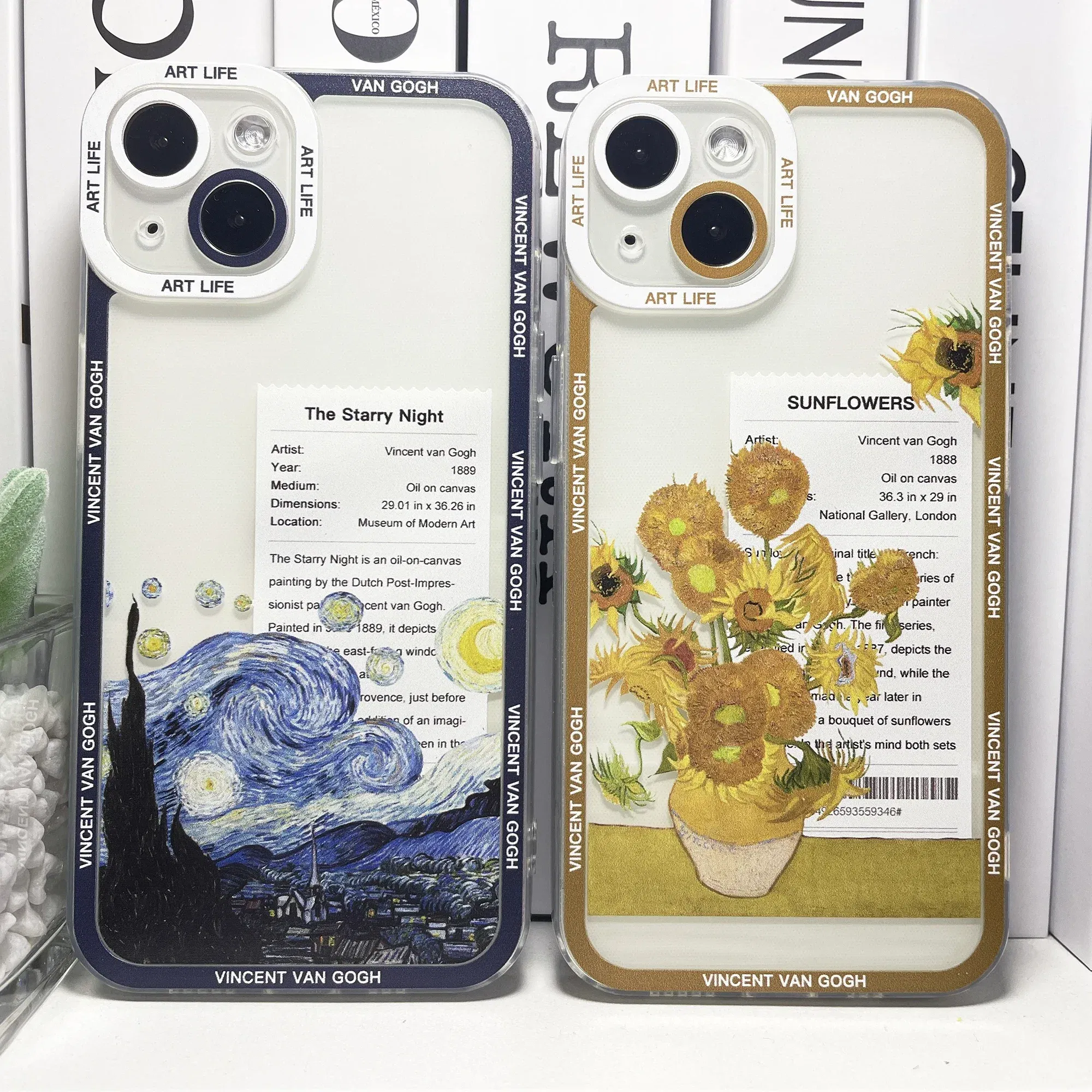 Color: Clear, Material: Leather - Van Gogh Sunflowers The Starry Night Art Aesthetic Phone Case For Samsung Galaxy S10 S20 S21 S22 S23 S24 FE Plus Ultra Note 20