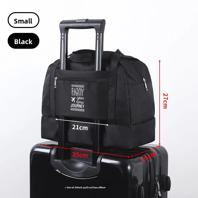 Color: black - Double-Layer Waterproof Travel Bag for Gym & Swimming -Portable Handheld Dry/Wet Separation Cosmetic Toiletry Storage Unisex Bag