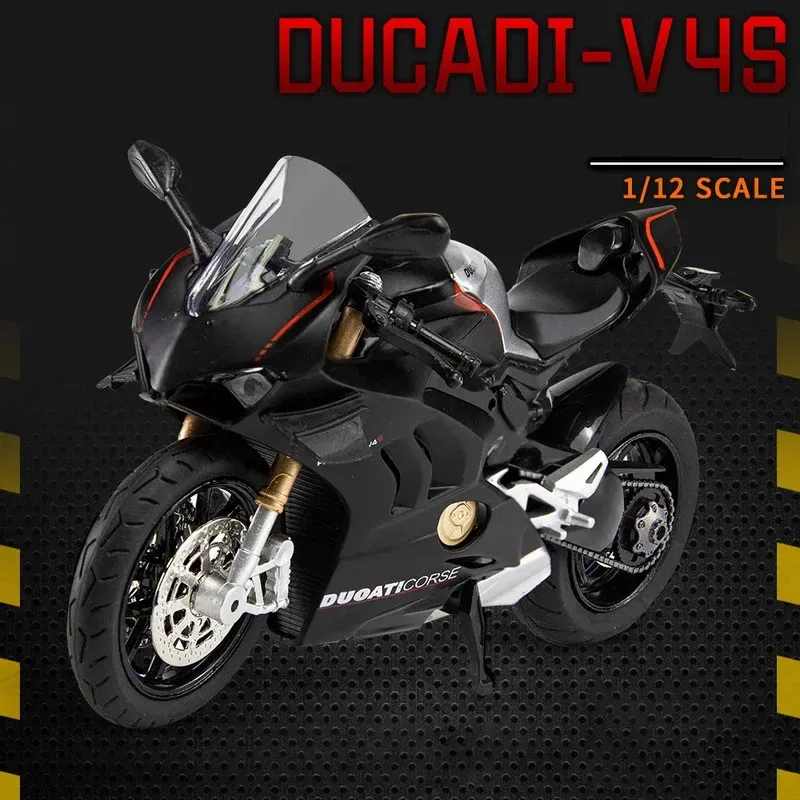 Color: green - 1:12 Ducati V4S Panigale Racing Motorcycles Simulation Alloy Motorcycle Model With Sound and Light Collection Toy Car Kid Gift