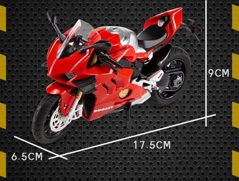 Color: green - 1:12 Ducati V4S Panigale Racing Motorcycles Simulation Alloy Motorcycle Model With Sound and Light Collection Toy Car Kid Gift