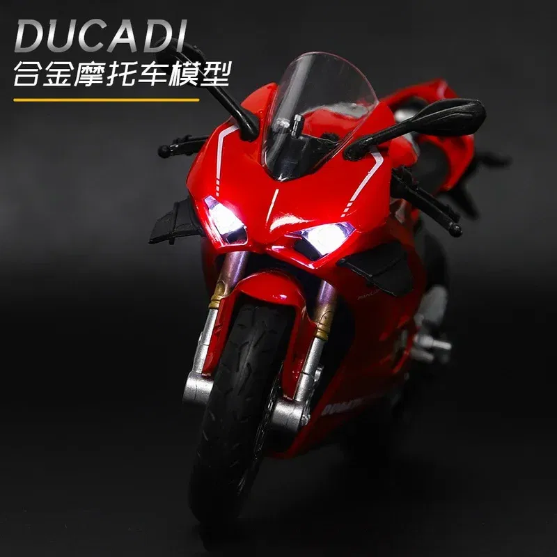 Color: green - 1:12 Ducati V4S Panigale Racing Motorcycles Simulation Alloy Motorcycle Model With Sound and Light Collection Toy Car Kid Gift