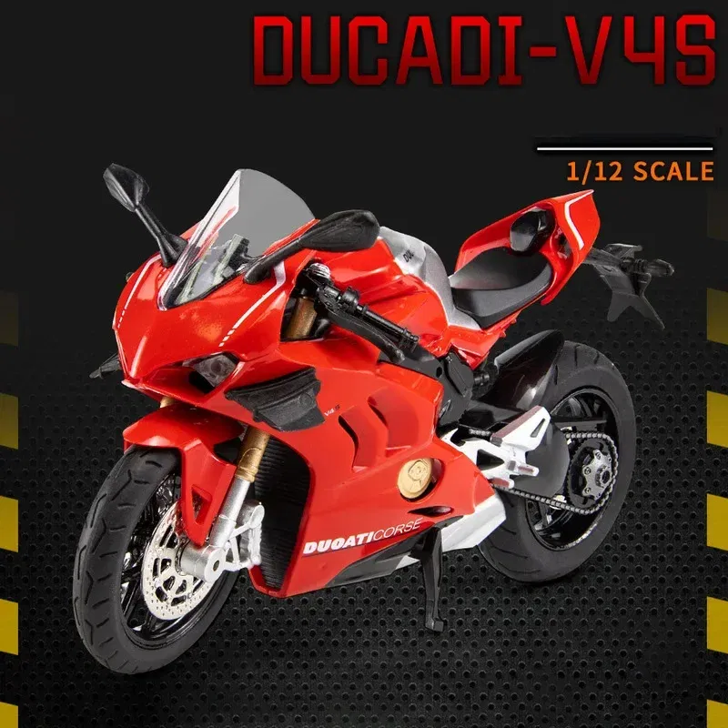 Color: green - 1:12 Ducati V4S Panigale Racing Motorcycles Simulation Alloy Motorcycle Model With Sound and Light Collection Toy Car Kid Gift