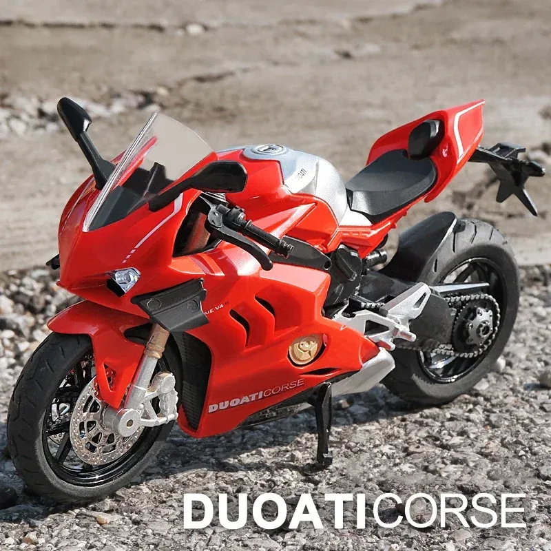 Color: green - 1:12 Ducati V4S Panigale Racing Motorcycles Simulation Alloy Motorcycle Model With Sound and Light Collection Toy Car Kid Gift