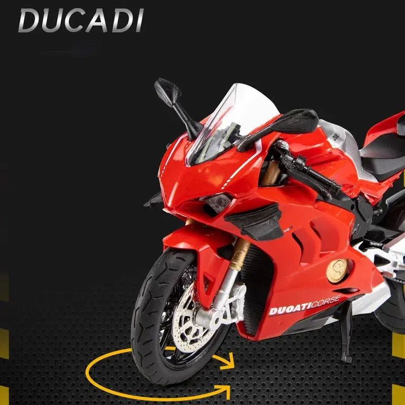 Color: green - 1:12 Ducati V4S Panigale Racing Motorcycles Simulation Alloy Motorcycle Model With Sound and Light Collection Toy Car Kid Gift