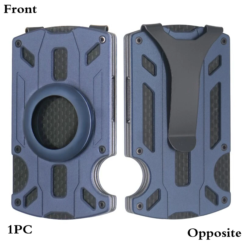 Color: Clear - Metal Wallet for Men Minimalist Slim RFID Blocking Front Pocket Tactical Carbon Fiber wallet Card Holder with Money Clip