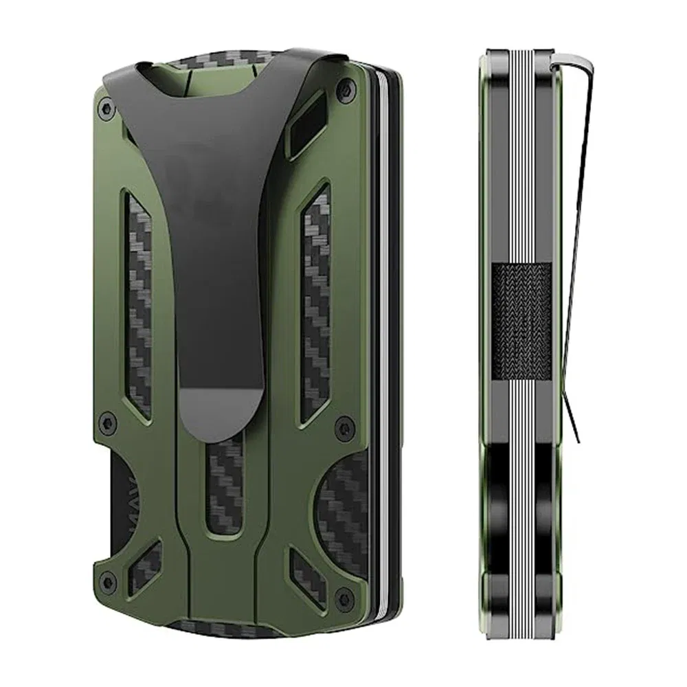 Color: Clear - Metal Wallet for Men Minimalist Slim RFID Blocking Front Pocket Tactical Carbon Fiber wallet Card Holder with Money Clip