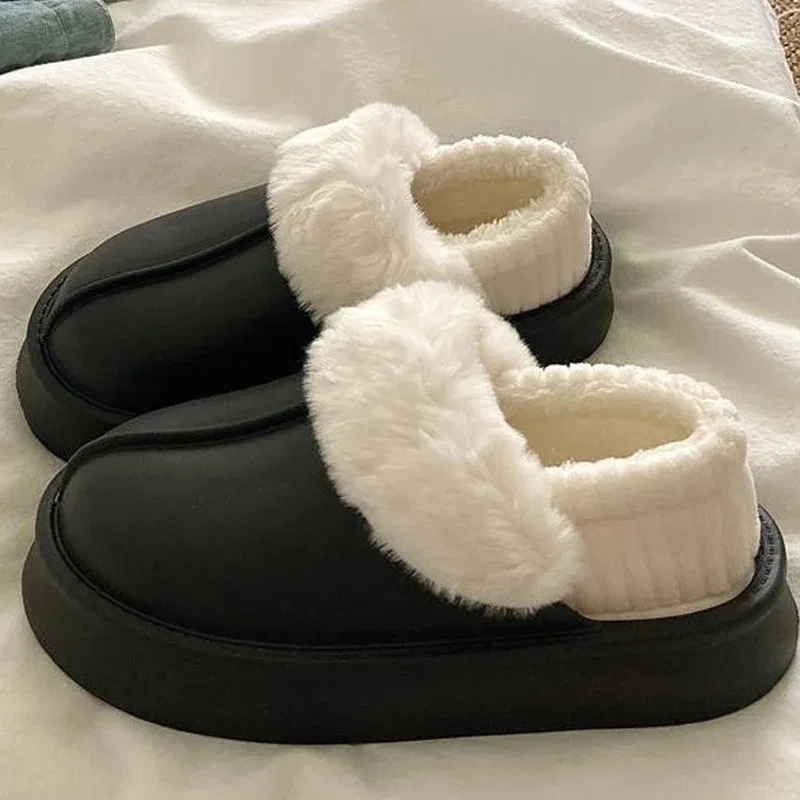 Color: Beige, Shoe Size: 38-39, Ships From: CHINA - Gacimy Warm Fur Women Slippers 2024 New Antiskid Waterproof Outdoor Cotton Shoes Winter Plush House Slides Fur Fluffy Slippers