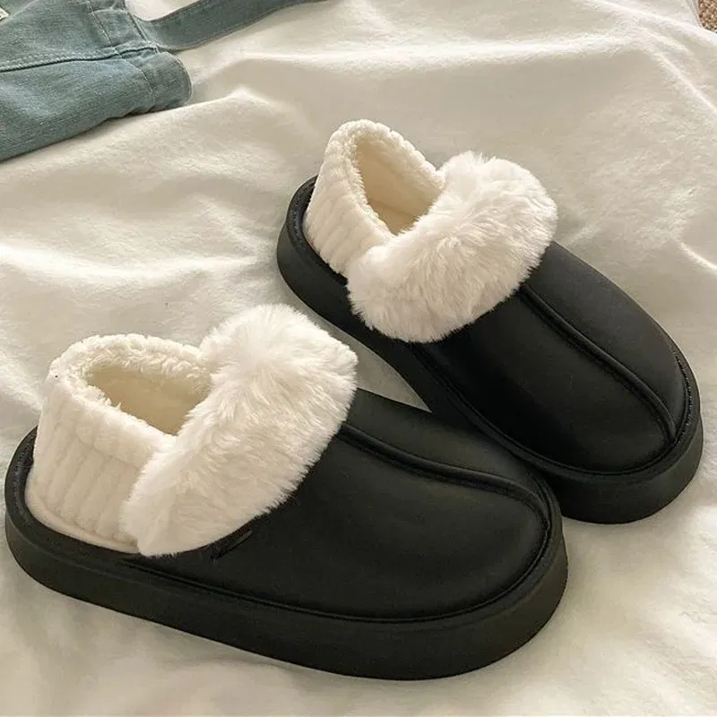 Color: Beige, Shoe Size: 38-39, Ships From: CHINA - Gacimy Warm Fur Women Slippers 2024 New Antiskid Waterproof Outdoor Cotton Shoes Winter Plush House Slides Fur Fluffy Slippers