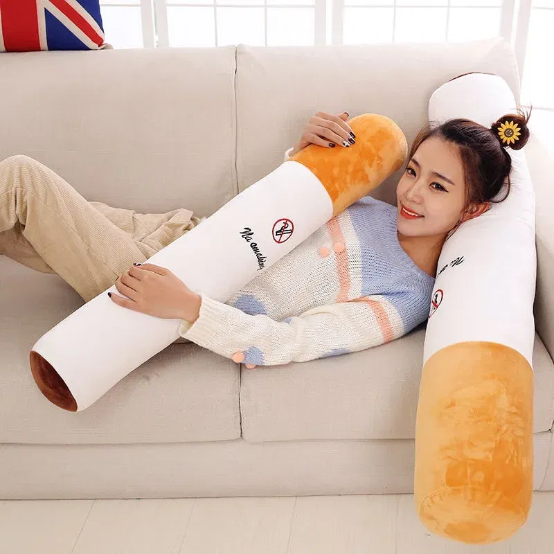 Color: Dark Red - Nice Creative Smoking Cylindrical Sleeping Cushion Cigarette Pillow Plush Toys Fashion Boyfriend Birthday Gift