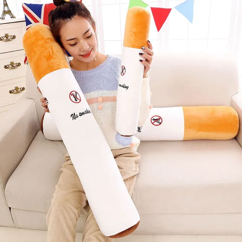 Color: Dark Red - Nice Creative Smoking Cylindrical Sleeping Cushion Cigarette Pillow Plush Toys Fashion Boyfriend Birthday Gift