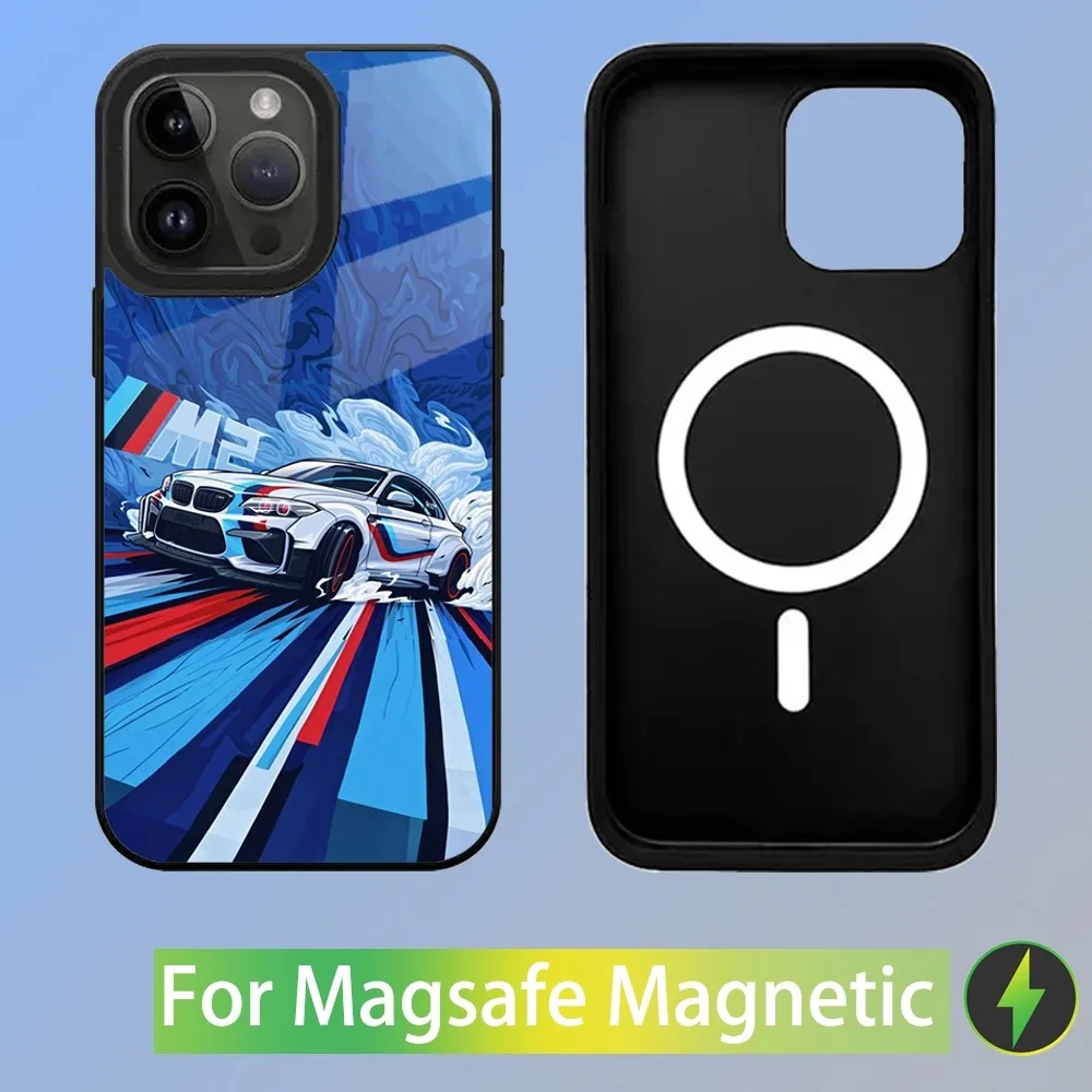 Color: Blue, Material: POLYESTER - Cool Sport Car B-BMW Phone Case For iPhone 16,15,14,13,12,11,Plus,Pro,Max Mini Magsafe Magnetic Wireless Charging