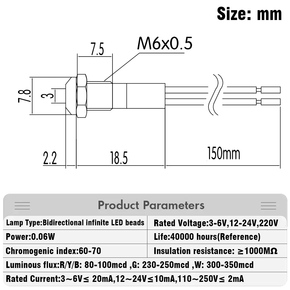 Color: PURPLE - 1PC IP65 6mm LED Waterproof Metal Indicator Light Signal Lamp With Wire 5V 12V 24V 220V Red/Yellow/Blue/Green/White Metal Button