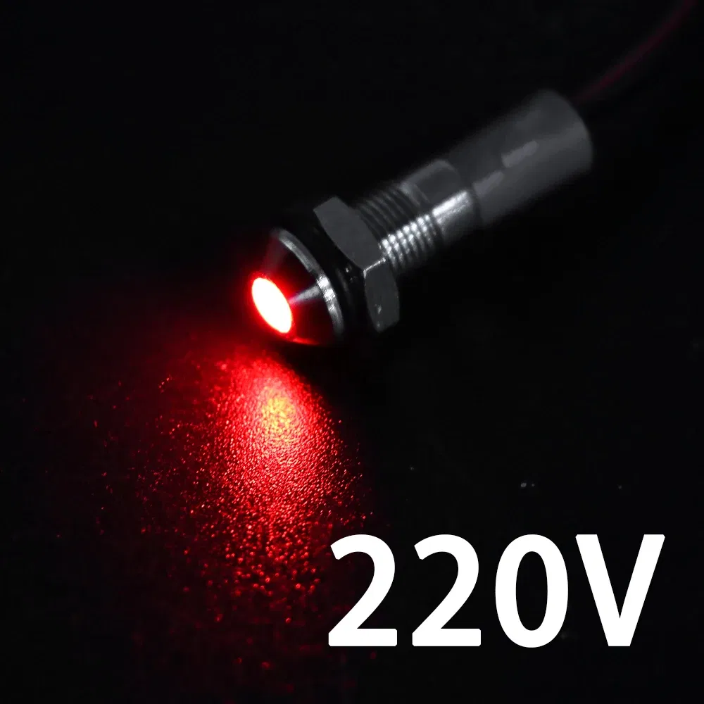 Color: PURPLE - 1PC IP65 6mm LED Waterproof Metal Indicator Light Signal Lamp With Wire 5V 12V 24V 220V Red/Yellow/Blue/Green/White Metal Button