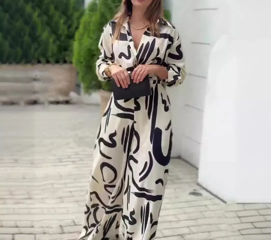 Color: WHITE, Size: XL - Womens Jumpsuits Streetwear High Waisted Casual Floral Loose Fitting Long Sleeved Conjoined Body Wide Leg Pants Summer 2024 New