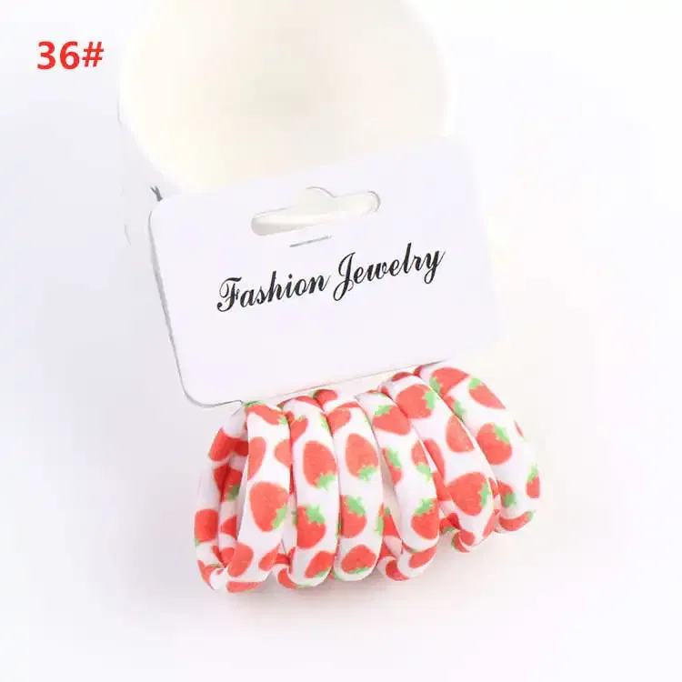 Color: Fuchsia, Ships From: CHINA - 6PCS/Sett Cute Girls Elastic Hair Bands Scrunchies Ponytail Holder Rubber Bands Hair Ties Sweet Kids Hair Rope Hair Accessories