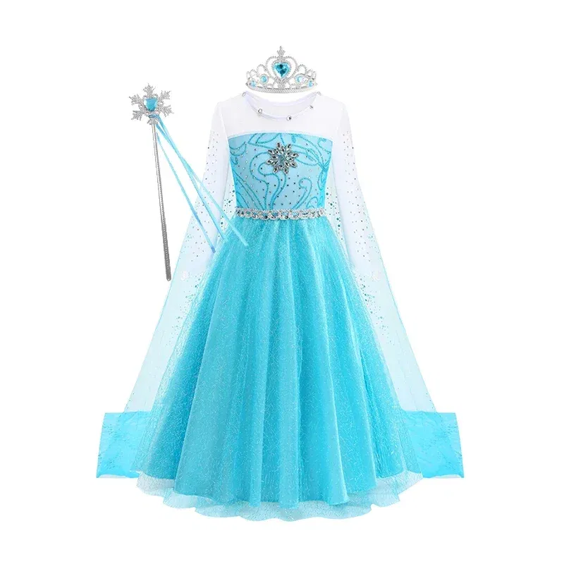 Color: Pink, Kid Size: 9 - Disney Kids Girls Cosplay Frozen Elsa Anna Princess Dress Girl Mesh Ball Gown Carnival Birthday Clothes Snow Queen Elsa Costume