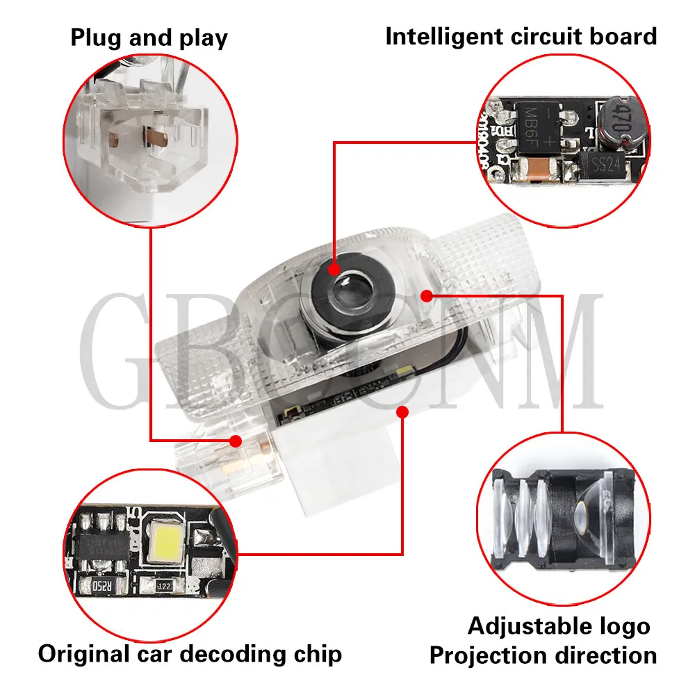 Emitting Color: WHITE - LED Car Ghost Shadow Welcome Door Light Bulbs Accessories For LEXUS RX300 RX330 RX350 RX400h RX450h ES250 ES300 ES300h ES330