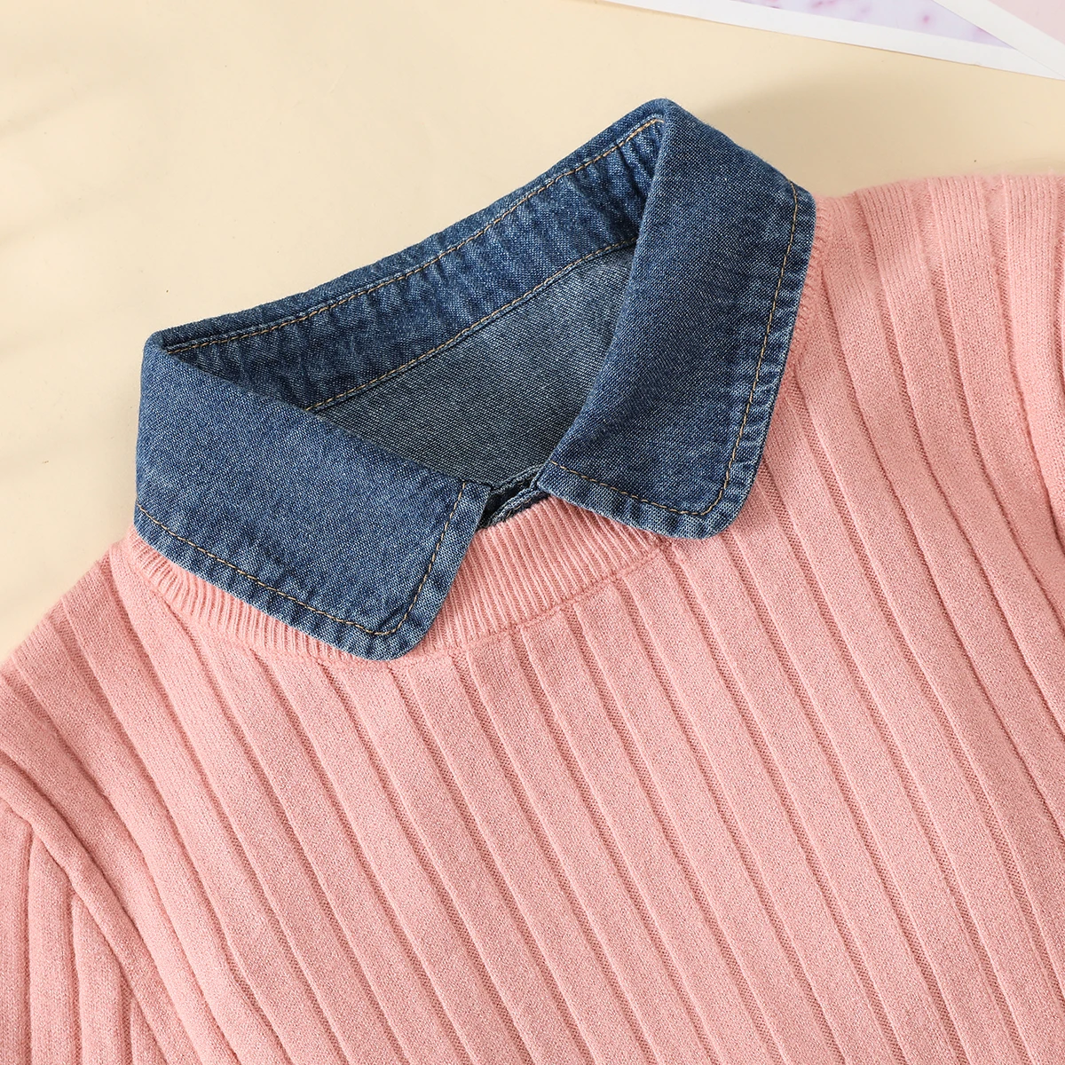 Color: DEEP BLUE - Women's Blue Washed Denim Pointed Collar Fake Collar, Professional Casual Versatile Decoration Half Shirt Style Collar