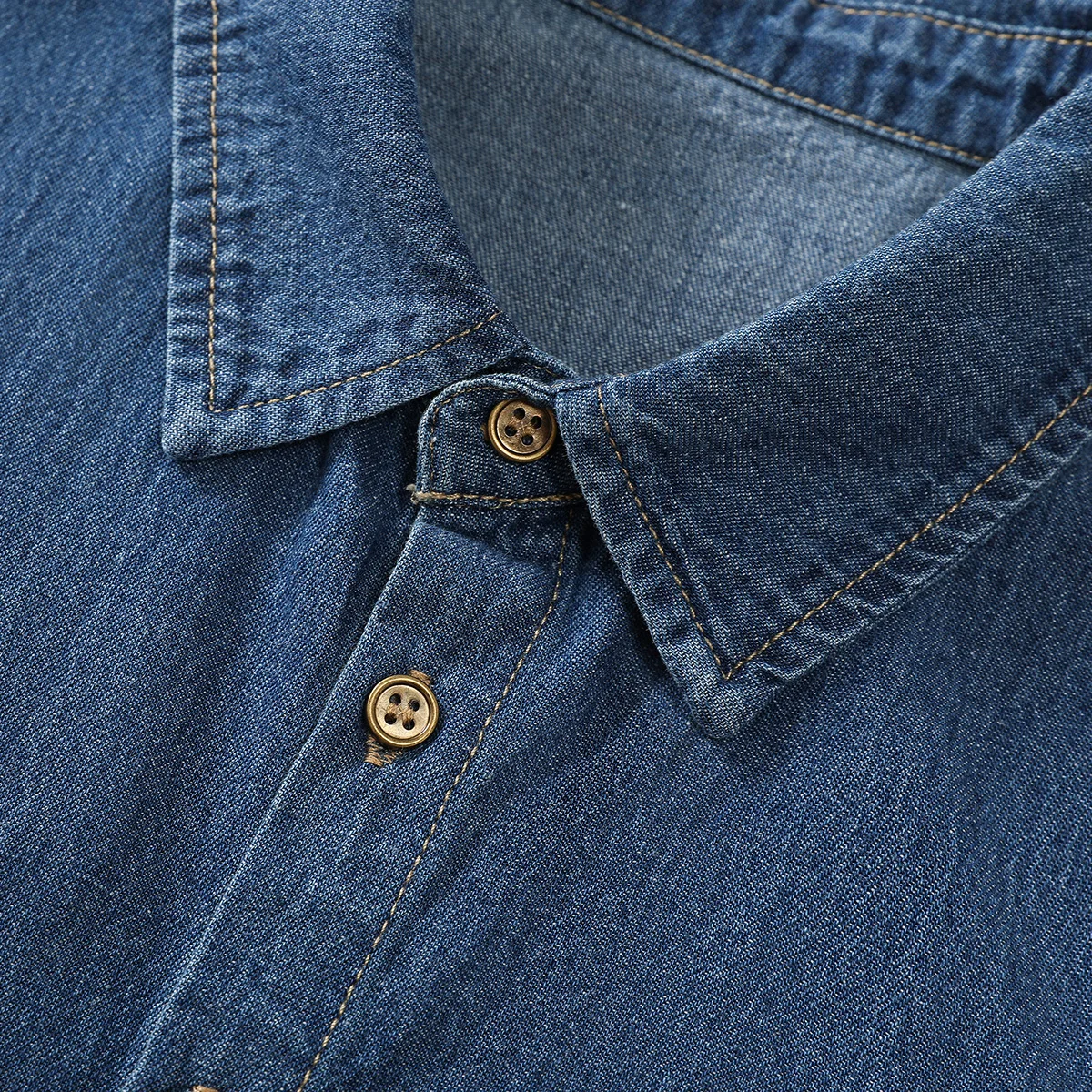 Color: DEEP BLUE - Women's Blue Washed Denim Pointed Collar Fake Collar, Professional Casual Versatile Decoration Half Shirt Style Collar