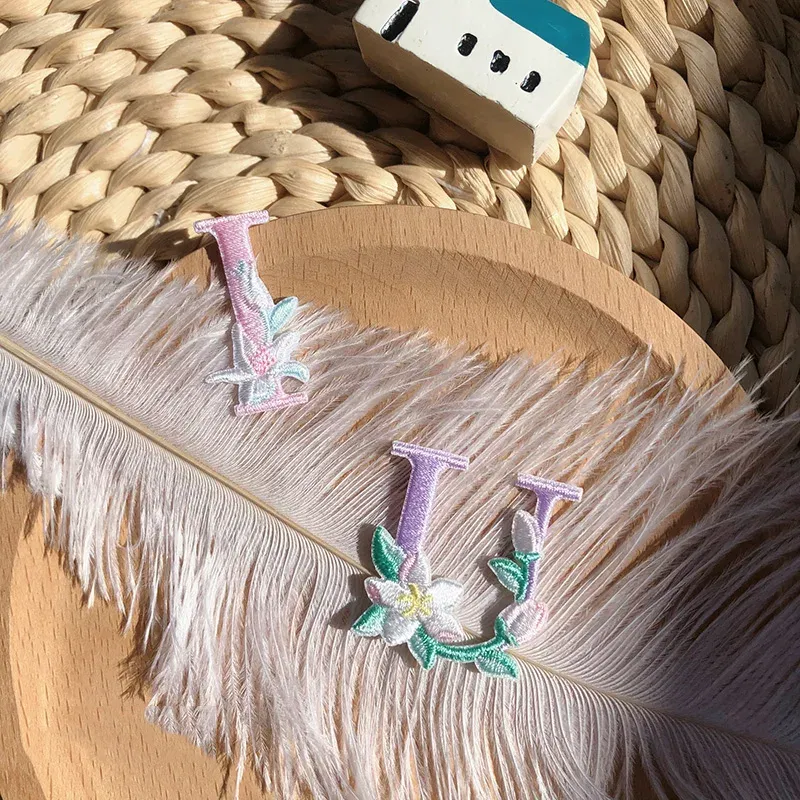 Color: Brown - 1 Piece Fashion Cute Letters Patch for Clothing Applique Jeans DIY Accessories Iron on Fabric Stickers