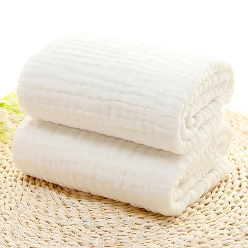 Color: WHITE, Size: Option 1 - Cotton Muslin 6 Layer Baby Blankets Soft Thickened Warmth and Breathable Cozy Ideal for Swaddling and Air Conditioning Rooms Use