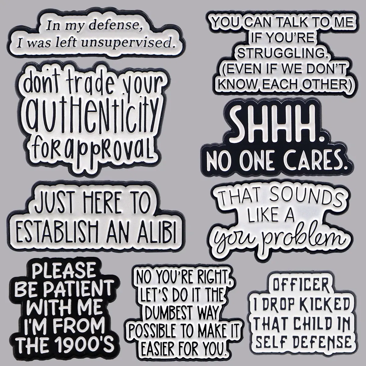 Metal color: Light Yellow Color, Main Stone Color: MULTI - Quotes Enamel Pins Cartoon Women's Brooches Men Lapel Pins Letters Badge on Backpack Costume Accessories Phrase Jewelry Gifts