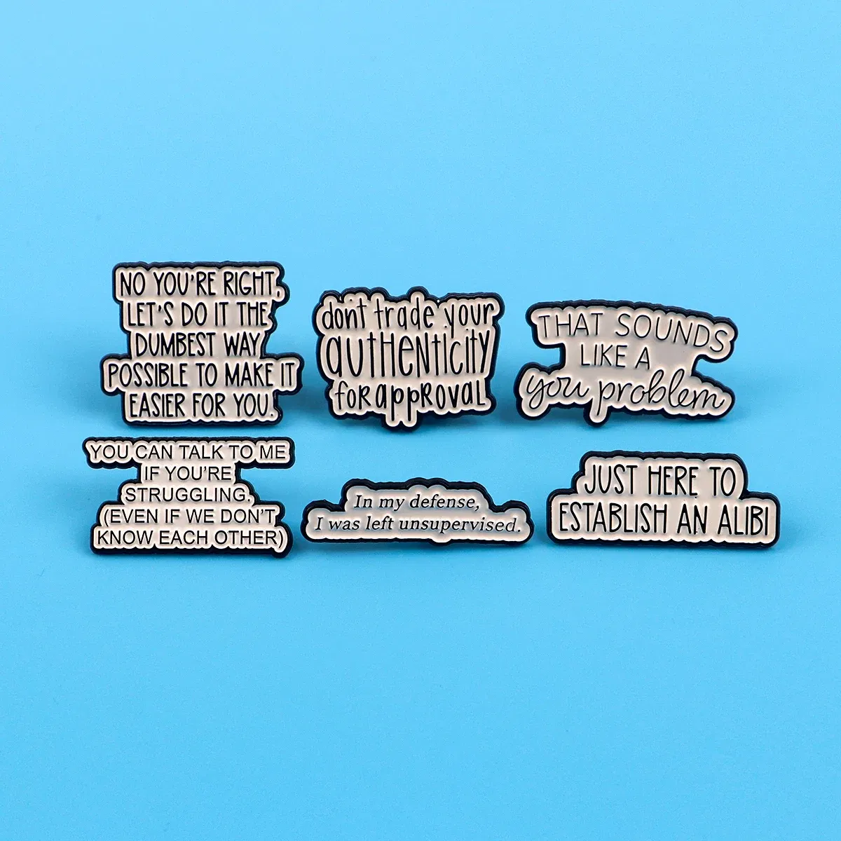 Metal color: Light Yellow Color, Main Stone Color: MULTI - Quotes Enamel Pins Cartoon Women's Brooches Men Lapel Pins Letters Badge on Backpack Costume Accessories Phrase Jewelry Gifts