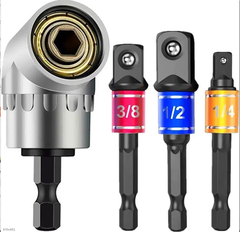 Color: Red - Flexible Drill Extension Hex Shank Drill Nut Driver Bit Set Bendable Drill Bit Extension+ScrewdriverBit+Universal Socket Adapter