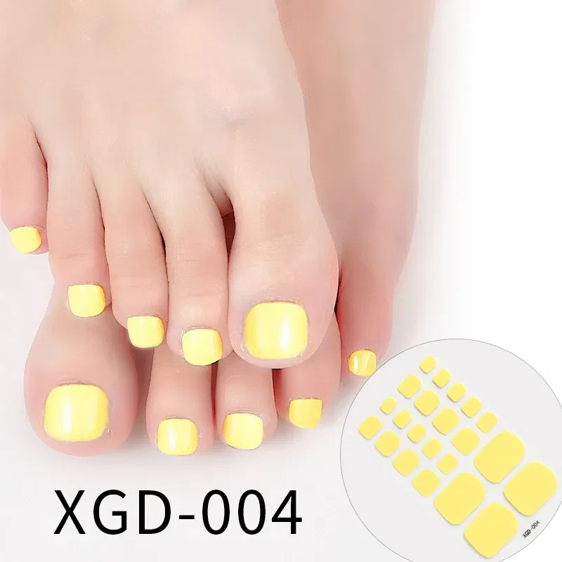 Color: WHITE - Dropshipping 22tips/Sheet Color Toe Nail Polish Stickers/Strips Fake Nails Toenail Wraps Nail Art Nail Adhesive Self-Adhesive