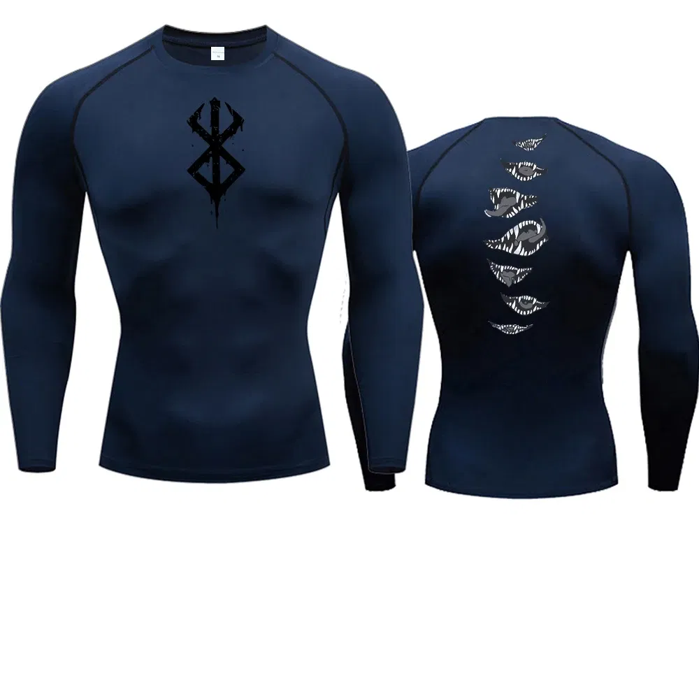 Color: PURPLE, Size: L - 2024Anime Berserk Guts Men's Compression Shirt Fitness Sport Running Tight Gym TShirts Athletic Quick Dry Tops Tee Summer