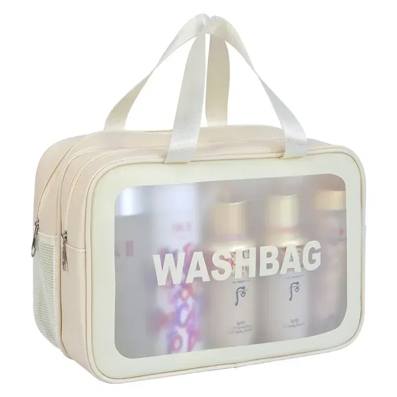 Color: Ivory - Wet-dry separation makeup bag portable toiletry bag travel essentials large capacity storage bag fitness swimming essentials