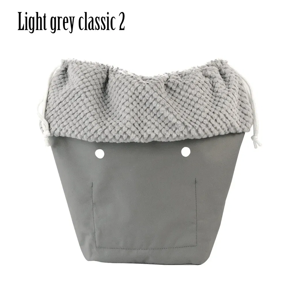 Color: plum - 2025 Winter O Bag Large Capacity Classic Mini Plush Fur Furry Organizer Top Drawstring Colorful Inner Insert for Obag Winter