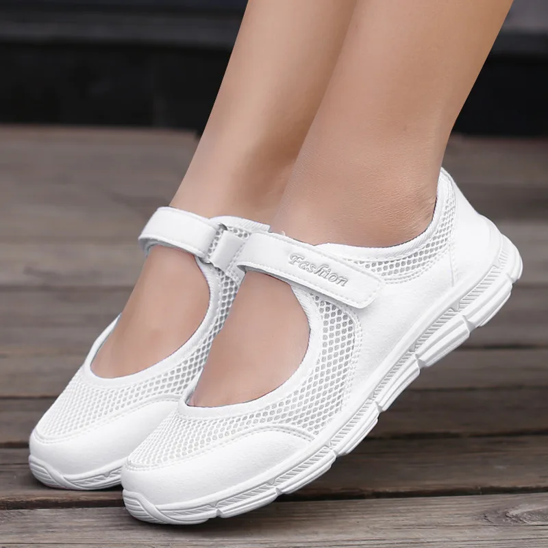 Shoe Size: 37, Color: GRAY - Women Shoes Breathable Vulcanized Shoes White ZapaWomen Sneakers Fashion Breathable Mesh Casual Walking Shoes Women Work Shoes