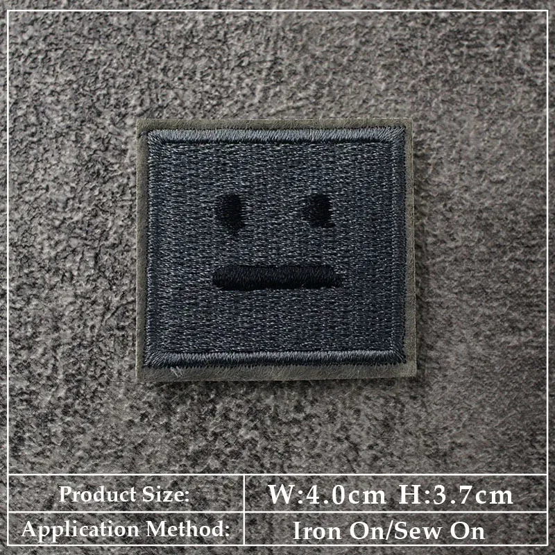 Color: dark blue - Square Expression Embroidered Applique Patches Fabric Garment Apparel Clothing Accessories Embroidery Badges Pink Black White