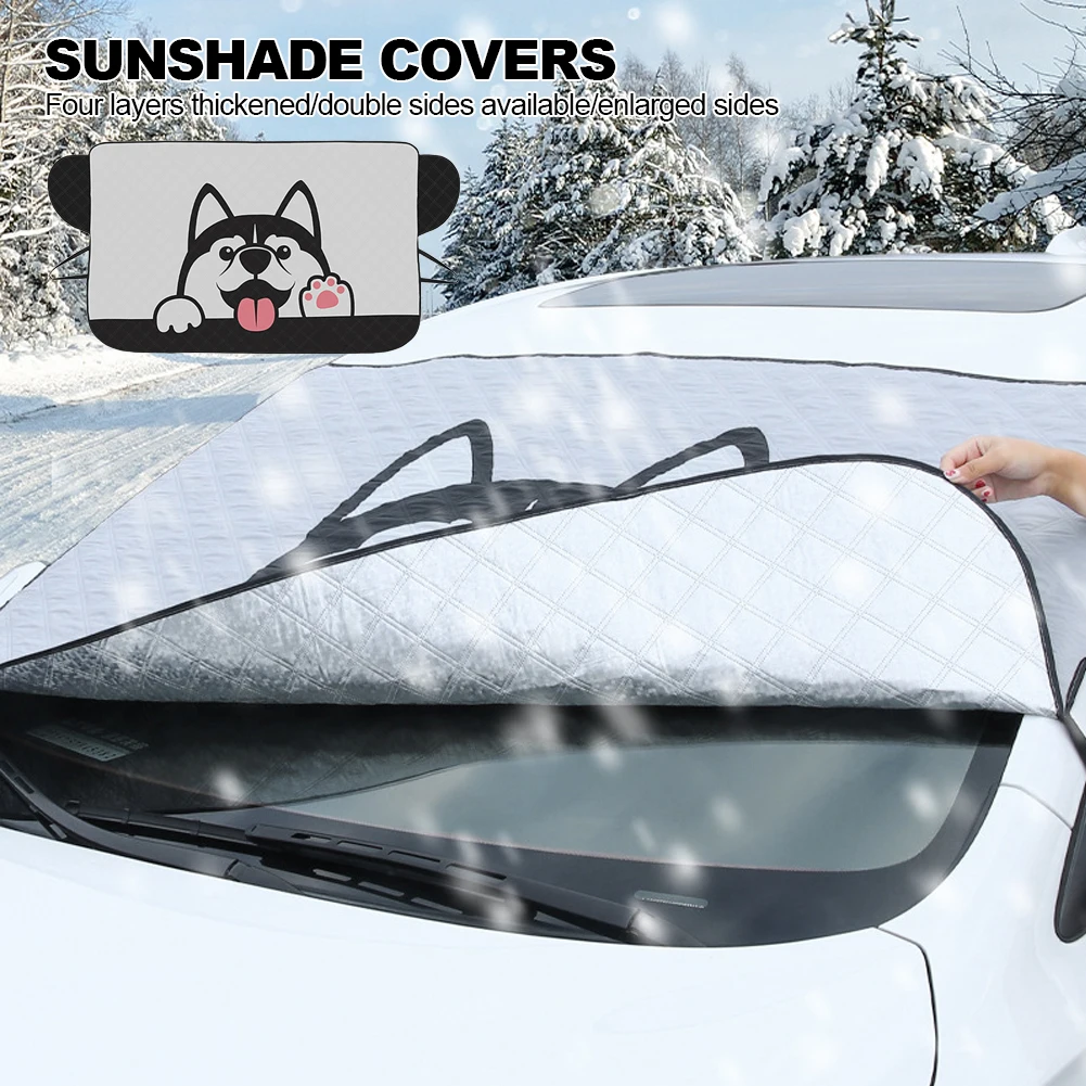 Color: Lavender - Car Windshield Heat-insulating Cover Auto Front Window Frost Blanket Snow Cover For Suv Trucks Winter Car Accessories