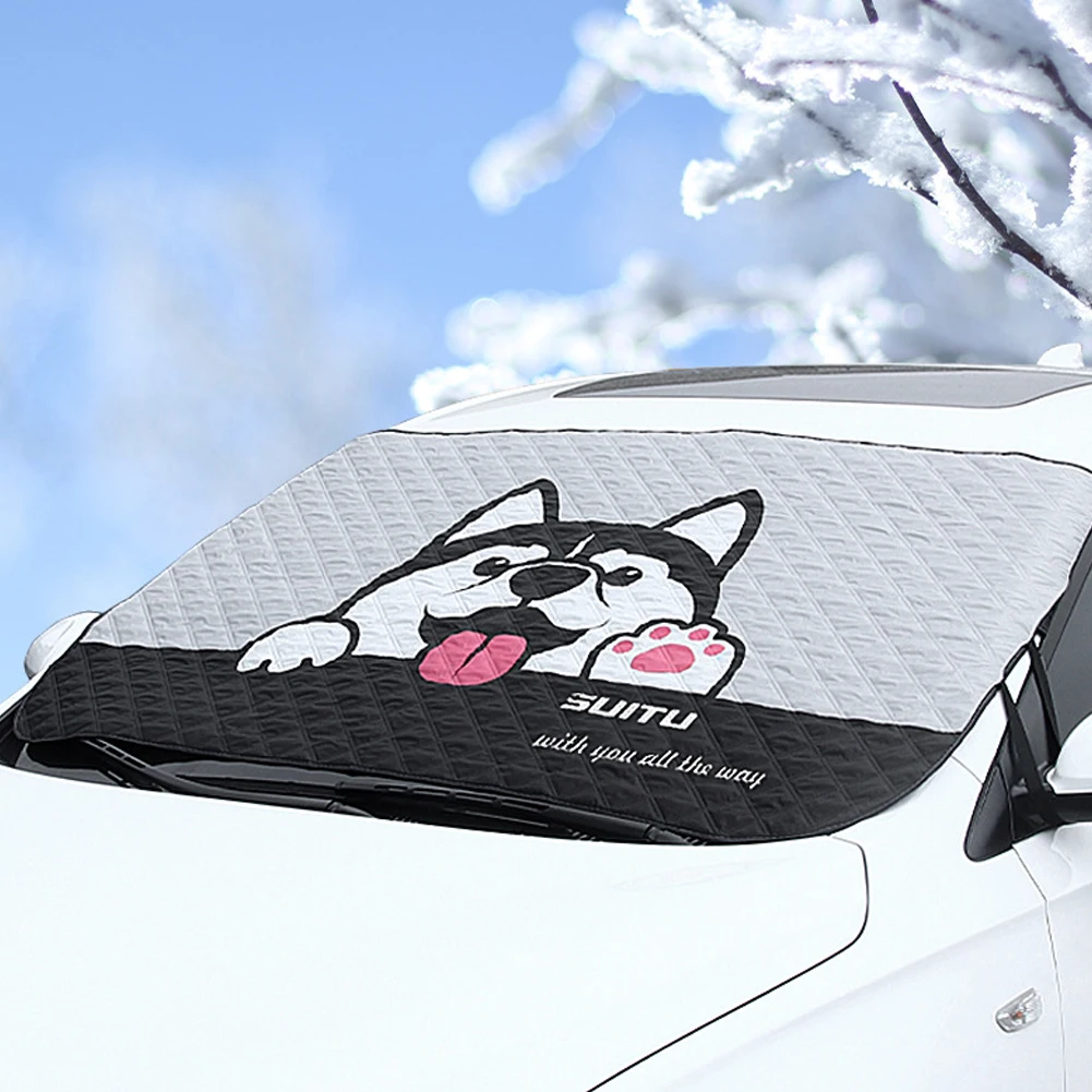 Color: Lavender - Car Windshield Heat-insulating Cover Auto Front Window Frost Blanket Snow Cover For Suv Trucks Winter Car Accessories