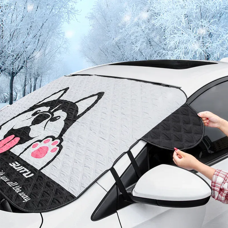Color: Lavender - Car Windshield Heat-insulating Cover Auto Front Window Frost Blanket Snow Cover For Suv Trucks Winter Car Accessories