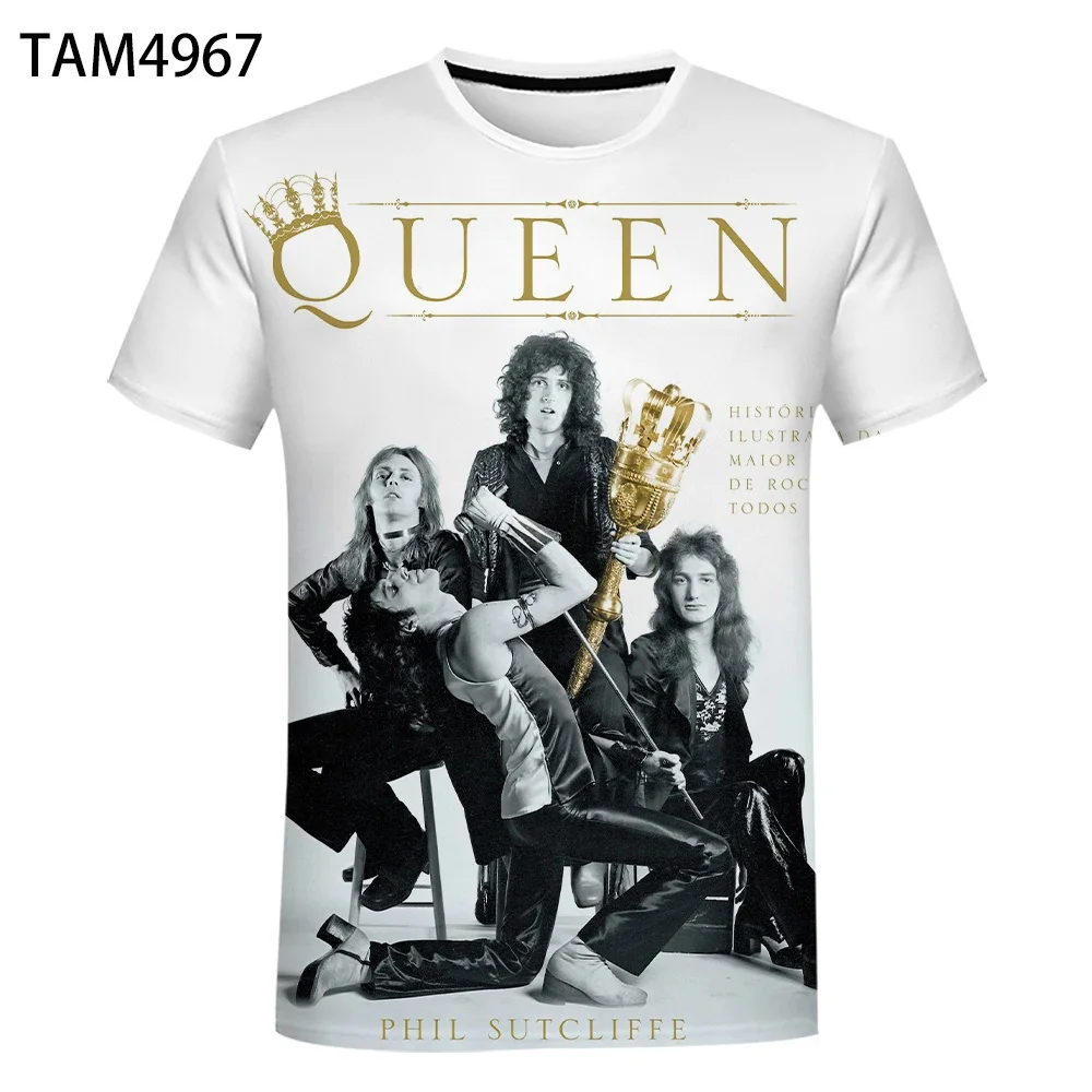 Color: Blue, Size: XXS - New British Rock Band Queen 3D Printed Men Women T-shirt Casual Short Sleeve Oversized Tees Tops Fashion Punk O-Neck Clothing