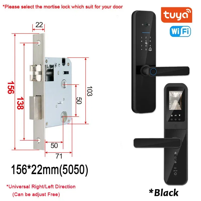 Color: BLACK GOLD, Ships From: CHINA - New! Tuya Wifi Digital Electronic Smart Door Lock With Biometric Camera Fingerprint Smart Card Password Key Unlock