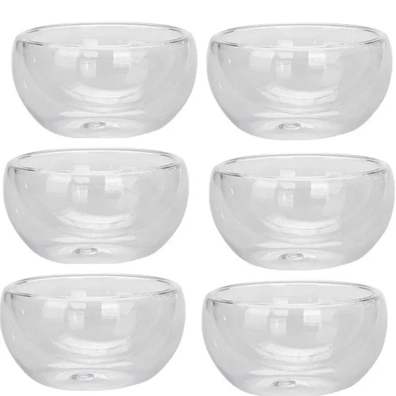 Color: light green, Capacity: 301-400ml - 2/6Pcs Double Layer Glass Tea Cup Set Transparent Drinkware Coffee Milk Water Mug Multi-Purpose Brewings Tea Cup Kitchen Tools