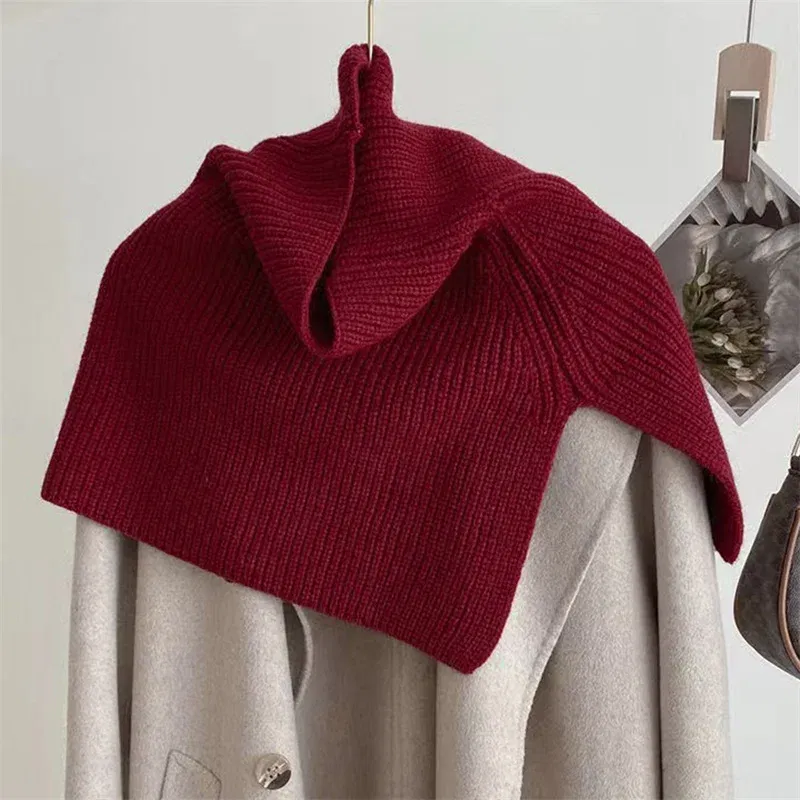 Color: black, Size: One Size - Pullover Scarf Knitted Shawl Winter Scarf False Collar Coat Bib Warm Scarf Turtleneck Slit Jumper Shawl Clothes Accessories