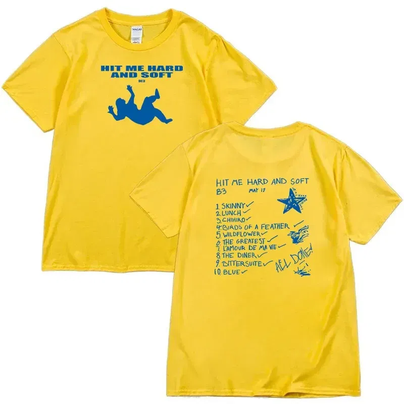 Color: Beige, Size: S - Summer Men's and Women's T-shirt Billie Hit Me Hard and Soft Printed T-shirt O-neck Cotton European Size Casual Short Sleeved