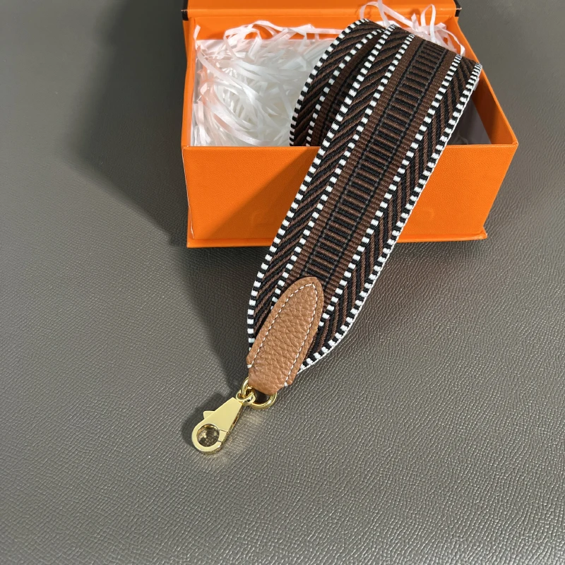 Color: black, Size: Other - Herbag Evelyn Replacement Shoulder Strap Gold Togo Cowhide Woven Canvas 5cm Wide Hand-Sewn