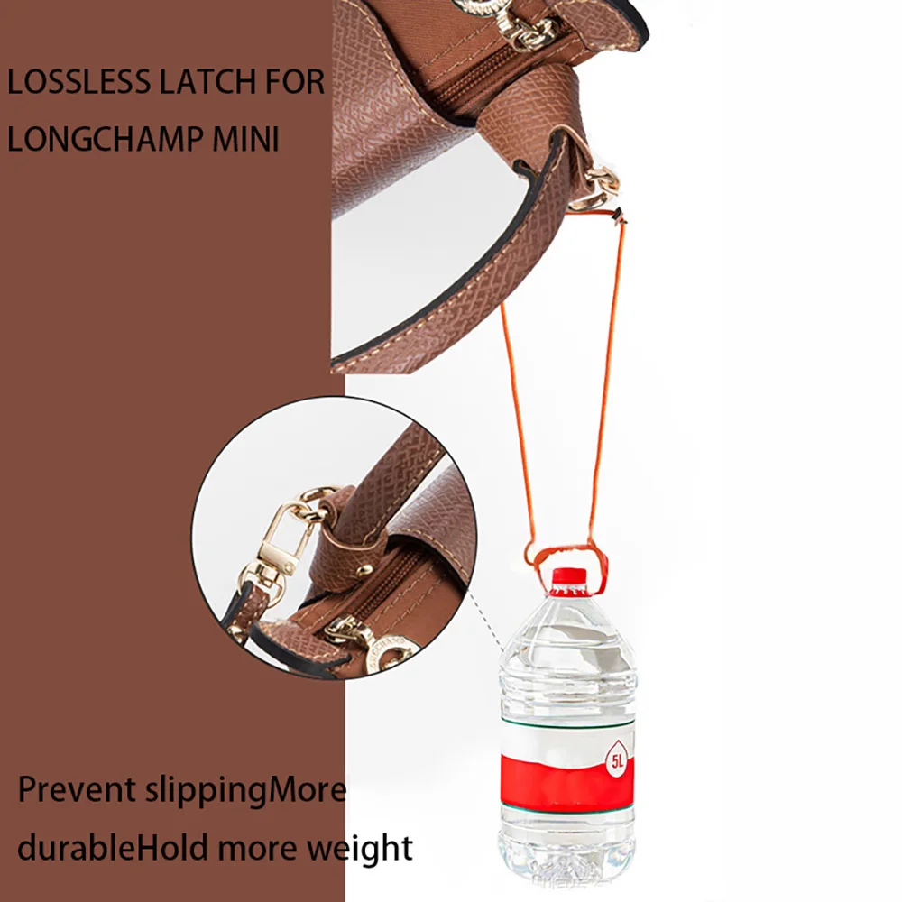 Color: Silver - 1 Set Bag Strap For Longchamp Mini Punch-free Genuine Leather Shoulder Strap Set Transformation Crossbody Strap Bag Accessories