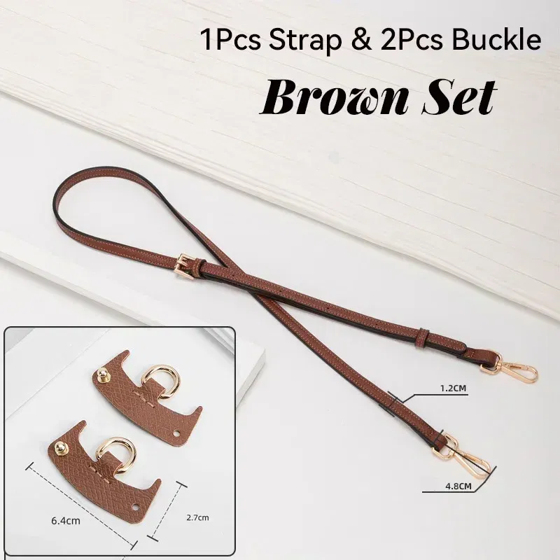 Color: Silver - 1 Set Bag Strap For Longchamp Mini Punch-free Genuine Leather Shoulder Strap Set Transformation Crossbody Strap Bag Accessories