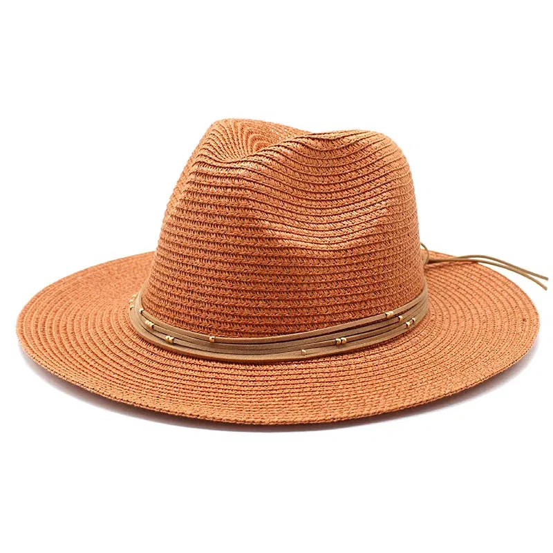 Color: MULTI, Size: L - Big Size 60CM New Straw Hat 7cm Brim Summer Cooling Beach Sun Hat Outdoor Party Panama Jazz Hat Sombreros De Mujer