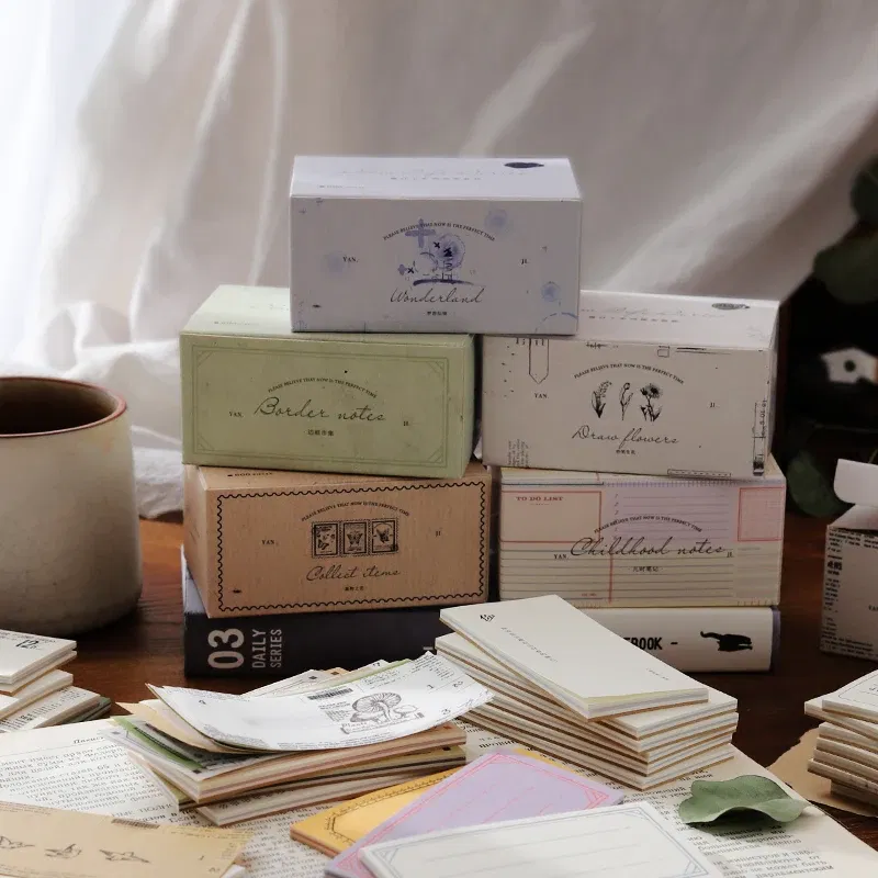 Color: Yellow - Yoofun 600 Sheets Retro Material Paper Border Memo Pad Set Collage Junk Journal Scrapbooking Message Notes Office School Station