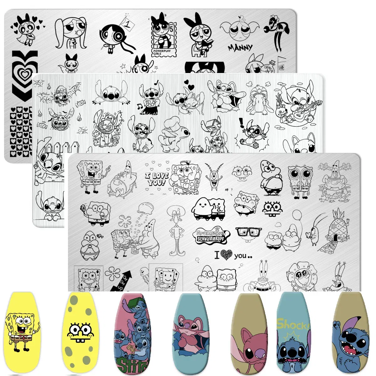 Color: GRAY, Ships From: CHINA - 1PC Cute Animal Nail Stamping Plates Cartoon Character polish Nail Stamp Nail Art Template Image Plate Art stencils For Stamping