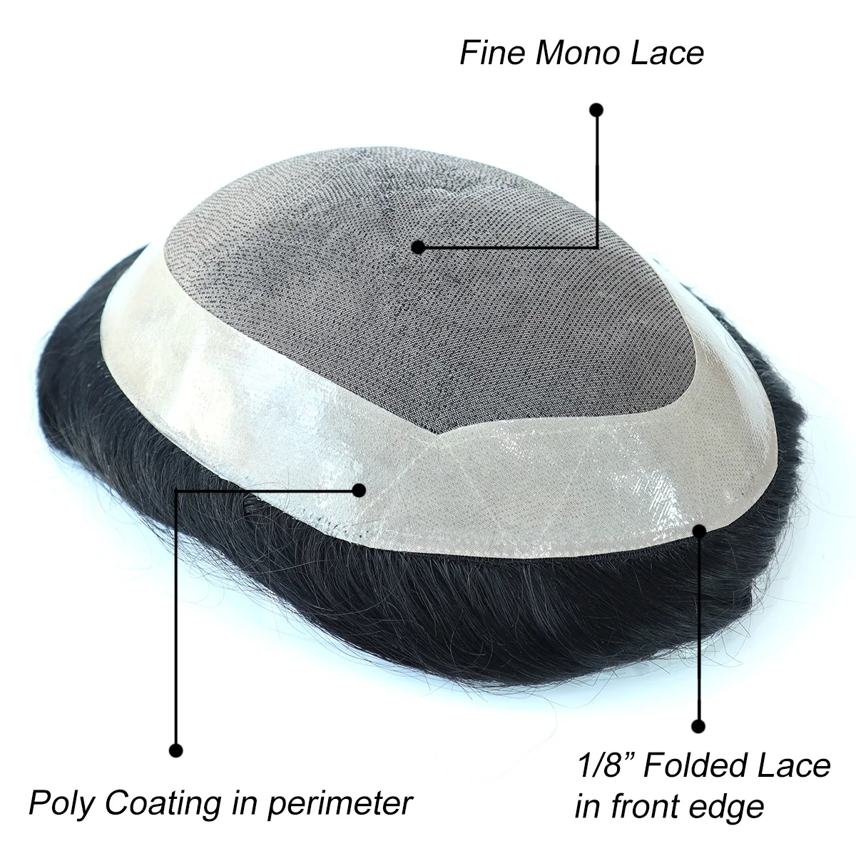 Toupee Color: 1b#, Toupee Density: 130%, Length: 6 inches, Ships From: CN, Toupee Size: 5x7, Toupee Design: free - Hywel 6 Inches Fine Mono Men Toupee Hair Men's Capillary Prosthesis Men's Wigs Replacement System Hair Natural Black Hair Units